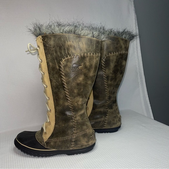 Sorel Leather Waterproof Winter Faux Fur Lining Cate the Great Tall Boots Size 9 - Picture 13 of 15
